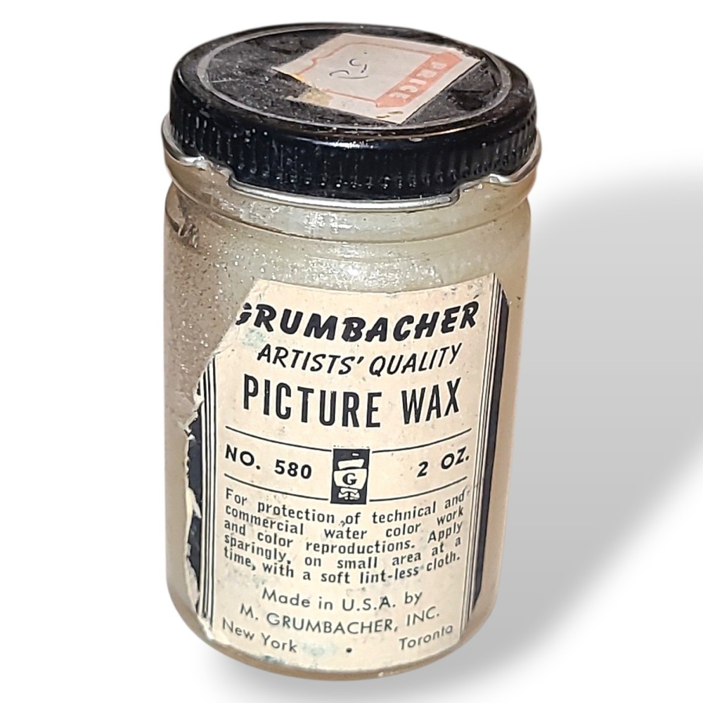 Vintage Grumbacher Picture Wax No 580 Artists Medium 2oz Jar Made USA NOS